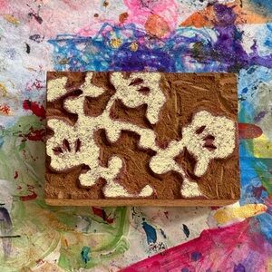 Vintage Hand Carved Speedball 2x3 Cherry Blossom Wood Block Printing Stamp